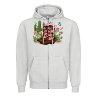 Dove Grey cowboy boots with cactus Zipper Hoodie - MaliasSmallBusiness