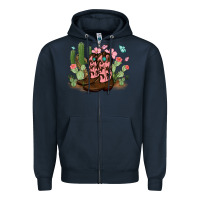 Navy cowboy boots with cactus Zipper Hoodie - MaliasSmallBusiness
