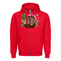 Red cowboy boots with cactus Zipper Hoodie - MaliasSmallBusiness