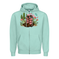 Seafoam cowboy boots with cactus Zipper Hoodie - MaliasSmallBusiness