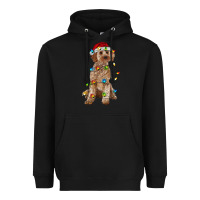 Black cockapoo with christmas lights Heavyweight Hoodie - RanaPortraitStore