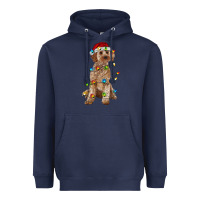 Navy cockapoo with christmas lights Heavyweight Hoodie - RanaPortraitStore