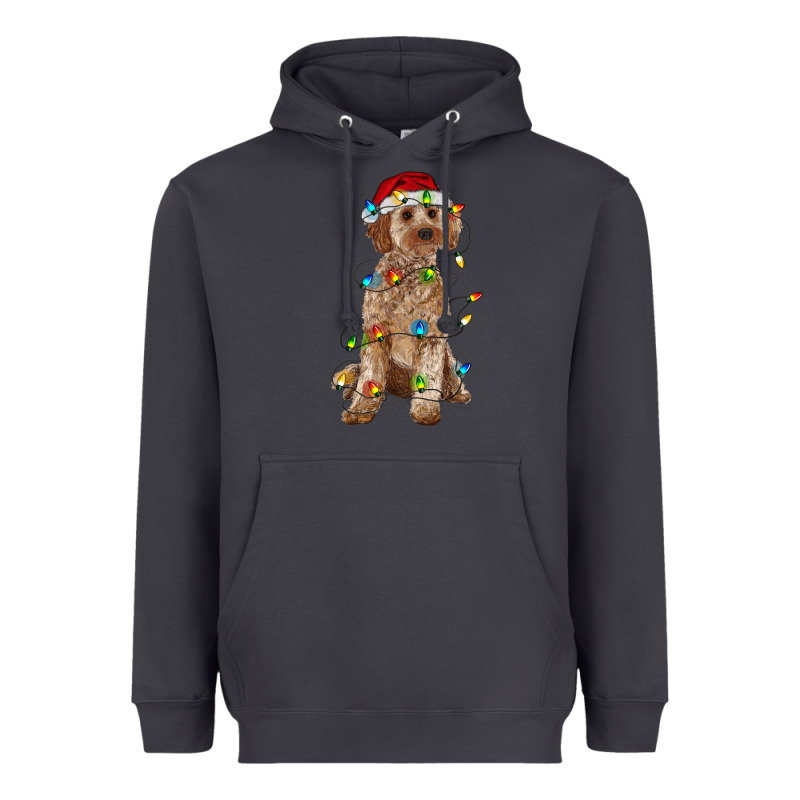 Cockapoo With Christmas Lights Heavyweight Hoodie by RanaPortraitStore | Teevron