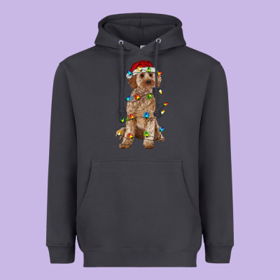 Cockapoo With Christmas Lights Heavyweight Hoodie Designed By Ranaportraitstore