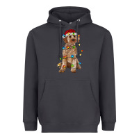 Smoke cockapoo with christmas lights Heavyweight Hoodie - RanaPortraitStore