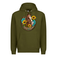 Army Green western horseshoe horse sunflowers gemstone Premium Hoodie - Artiststas