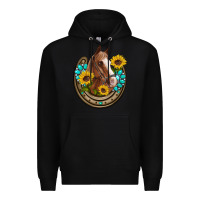 Black western horseshoe horse sunflowers gemstone Premium Hoodie - Artiststas