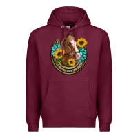 Burgundy western horseshoe horse sunflowers gemstone Premium Hoodie - Artiststas