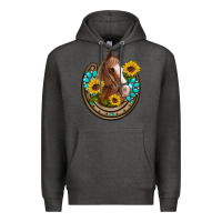 Charcoal Heather western horseshoe horse sunflowers gemstone Premium Hoodie - Artiststas