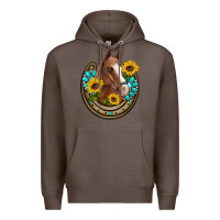 Coffee western horseshoe horse sunflowers gemstone Premium Hoodie - Artiststas