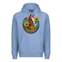 Colony Blue western horseshoe horse sunflowers gemstone Premium Hoodie - Artiststas