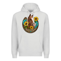 Dove Grey western horseshoe horse sunflowers gemstone Premium Hoodie - Artiststas