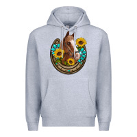 Heather Grey western horseshoe horse sunflowers gemstone Premium Hoodie - Artiststas