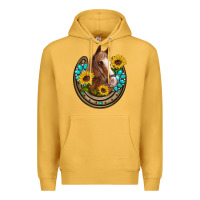 Mustard western horseshoe horse sunflowers gemstone Premium Hoodie - Artiststas