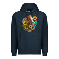 Navy western horseshoe horse sunflowers gemstone Premium Hoodie - Artiststas