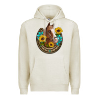 Oatmeal Heather western horseshoe horse sunflowers gemstone Premium Hoodie - Artiststas