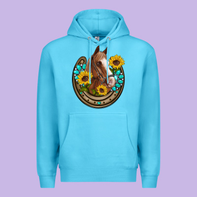 Western Horseshoe Horse Sunflowers Gemstone Premium Hoodie Designed By Artiststas