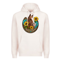 Pale Pink western horseshoe horse sunflowers gemstone Premium Hoodie - Artiststas