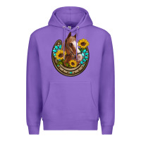 Purple western horseshoe horse sunflowers gemstone Premium Hoodie - Artiststas