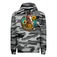 Slate Camo western horseshoe horse sunflowers gemstone Premium Hoodie - Artiststas