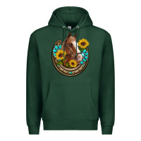 Sports Green western horseshoe horse sunflowers gemstone Premium Hoodie - Artiststas