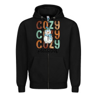 Black cozy season snowman Zipper Hoodie - MaliasSmallBusiness