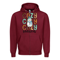 Burgundy cozy season snowman Zipper Hoodie - MaliasSmallBusiness