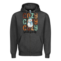 Charcoal Heather cozy season snowman Zipper Hoodie - MaliasSmallBusiness
