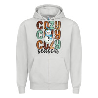 Dove Grey cozy season snowman Zipper Hoodie - MaliasSmallBusiness