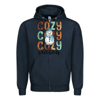 Navy cozy season snowman Zipper Hoodie - MaliasSmallBusiness