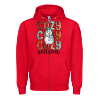 Red cozy season snowman Zipper Hoodie - MaliasSmallBusiness