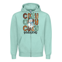 Seafoam cozy season snowman Zipper Hoodie - MaliasSmallBusiness
