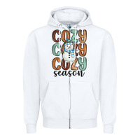 White cozy season snowman Zipper Hoodie - MaliasSmallBusiness