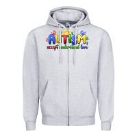 Heather Grey autism accept understand love Zipper Hoodie - MaliasSmallBusiness