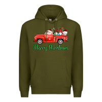Army Green merry christmas truck gnomes Premium Hoodie - AdoDesignShop