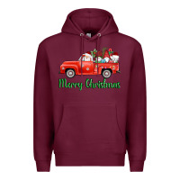 Burgundy merry christmas truck gnomes Premium Hoodie - AdoDesignShop