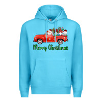 Ocean Blue merry christmas truck gnomes Premium Hoodie - AdoDesignShop