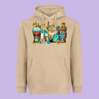 Blessed Coffee Cups Heavyweight Hoodie Designed By Zillion Design Studio