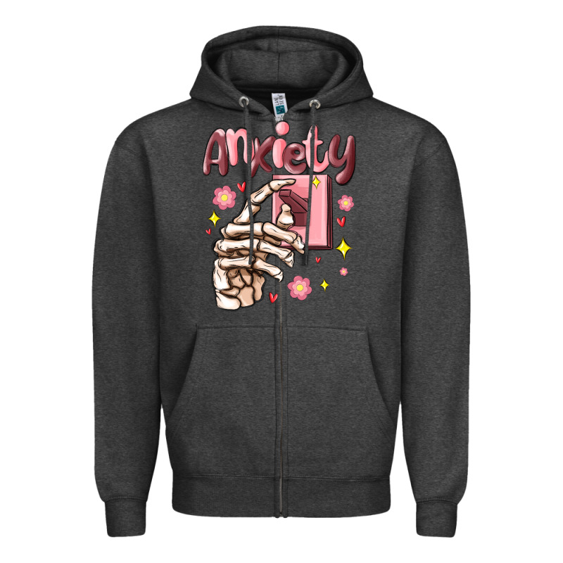 Anxiety Skeleton Hand Zipper Hoodie by MaliasSmallBusiness | Teevron