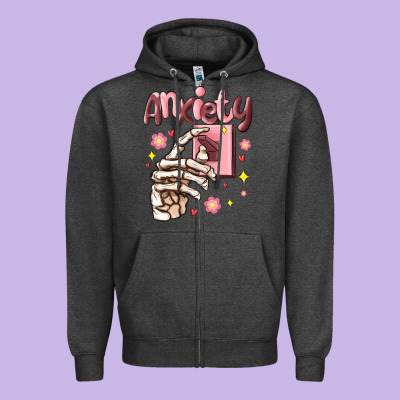 Zipper Hoodie anxiety skeleton hand