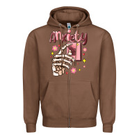 Chestnut anxiety skeleton hand Zipper Hoodie - MaliasSmallBusiness