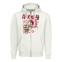 Oatmeal Heather anxiety skeleton hand Zipper Hoodie - MaliasSmallBusiness