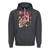 Smoke anxiety skeleton hand Zipper Hoodie - MaliasSmallBusiness