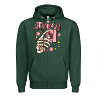 Sports Green anxiety skeleton hand Zipper Hoodie - MaliasSmallBusiness
