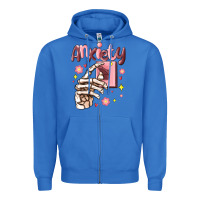 True Royal anxiety skeleton hand Zipper Hoodie - MaliasSmallBusiness