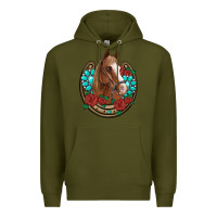 Army Green western horseshoe horse roses gemstone Premium Hoodie - Artiststas