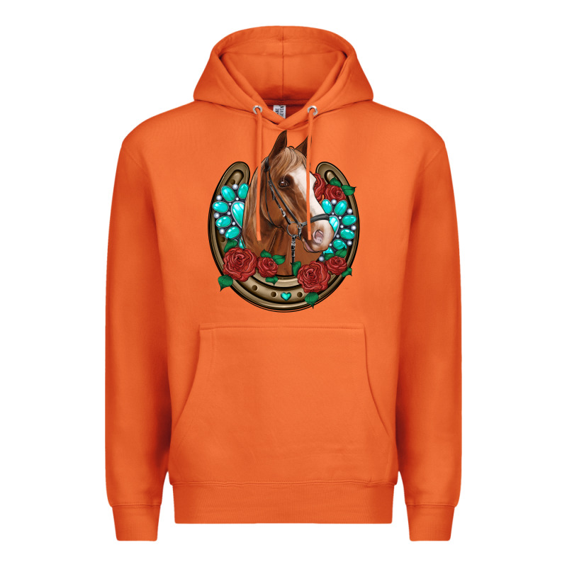 Western Horseshoe Horse Roses Gemstone Premium Hoodie by Artiststas | Teevron