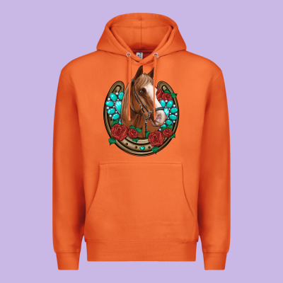Western Horseshoe Horse Roses Gemstone Premium Hoodie Designed By Artiststas