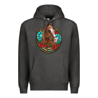 Charcoal Heather western horseshoe horse roses gemstone Premium Hoodie - Artiststas