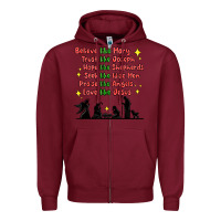 Burgundy jesus and family belive like mary Zipper Hoodie - MaliasSmallBusiness